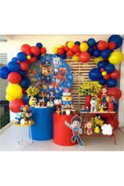 Party City Paw Patrol Concept 100 Pieces Metallic Balloons and Balloon Chain Birthday Concept Party