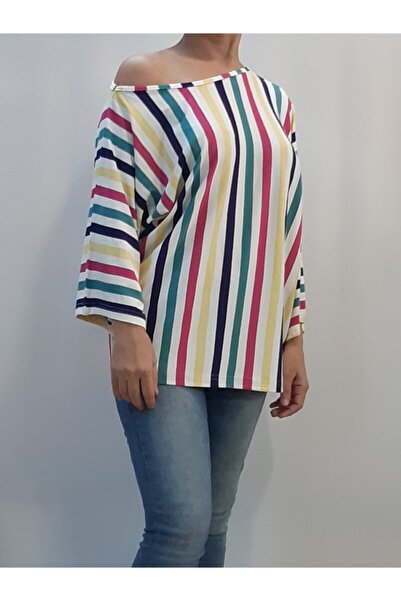 Mertcan Butik Boat Neck Striped majica