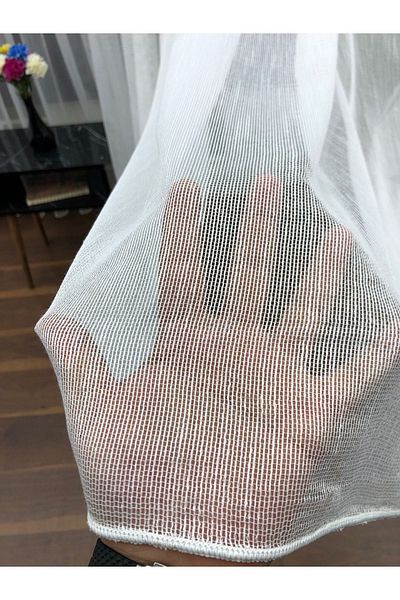 perdealemi Natural Linen Tulle Curtain (Multi-Draped), 150x250, Sparse Pleat, 1/2