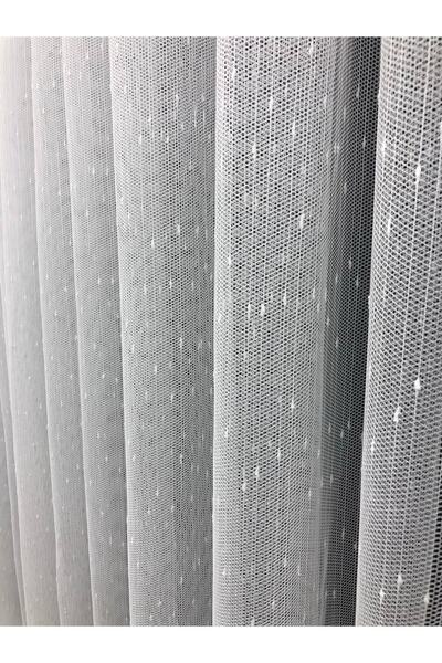 perdealemi Şantuk Desen Damla Model Tül Perde, 100x250, Normal Pile, 1/2.5