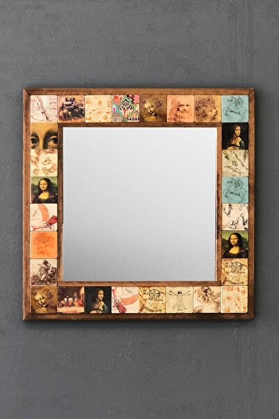 Oscar Stone Decor Masif Çerçeveli Mozaik Taş Ayna 43 Cm X 43 Cm (morocco-etni...