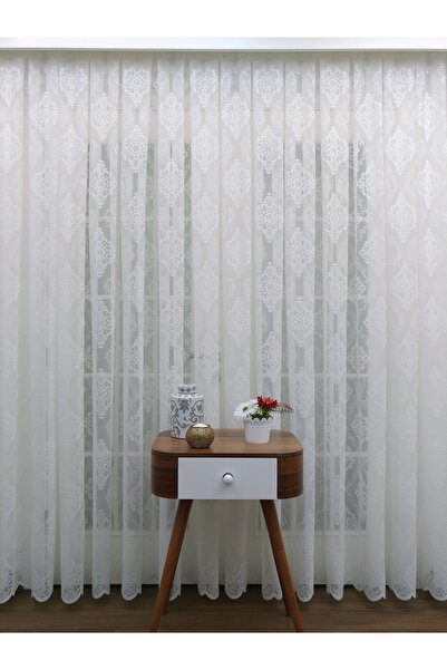 perdealemi Knitted Patterned Tulle Curtain, 200x260, Sparse Pleat, 1/2