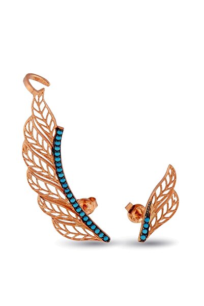 Argentum Concept 925 Ayar Gümüş Rose Melek Kanadı Kıkırdak Küpe - K013701