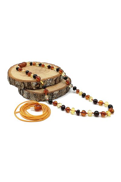 Modalyon Multicolor Honey Amber Necklace for 0-6 Years Old Baby - Spare Clip and Certified