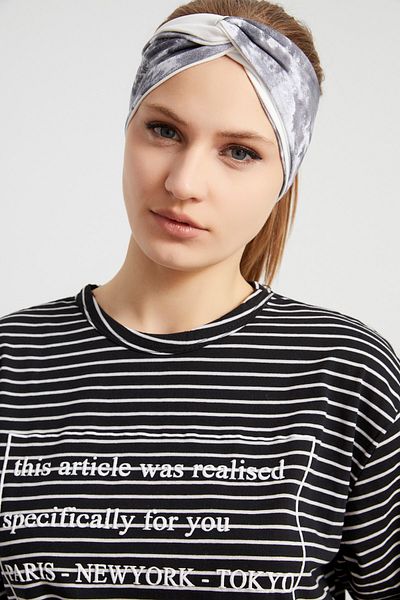 Butikgiz Batik White, Boutique Design Women's Bandana Hair Band, Extra Soft, Flexible, Natural, Combed Cotton