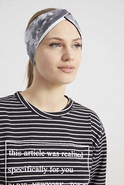 Butikgiz Batik Black and White, Boutique Women's Bandana Hair Band, Extra Soft, Flexible, Natural, Combed Cotton