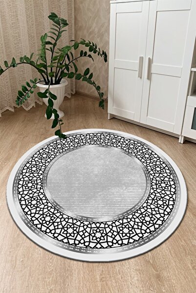 Modern home Çerçeve Tasarım Yuvarlak Halı Makinada Yıkanabilen Dijital Baskı ...