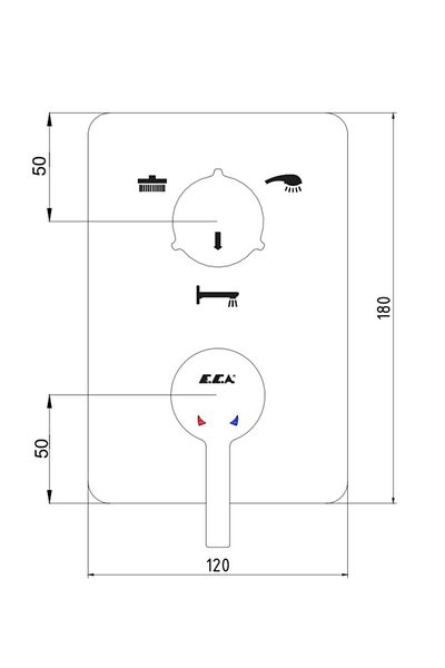 Eca Mina Built-in Shower Bath Faucet Surface Mounted 3 Way102167304h-k