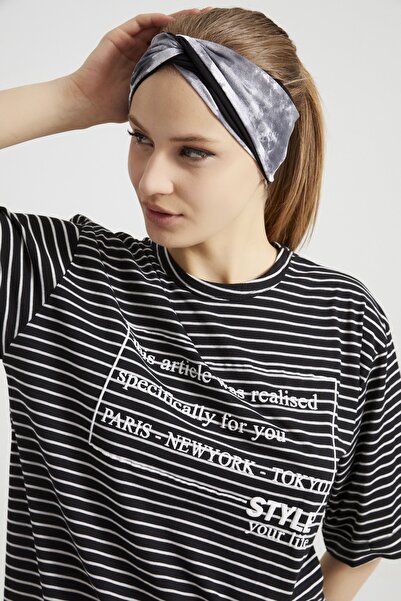 Butikgiz Batik Black, Boutique Design Women's Bandana Hair Band, Extra Soft, Flexible, Natural, Combed Cotton