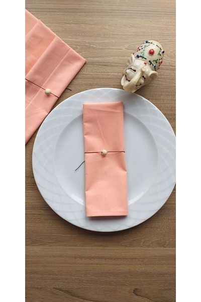 Emtory Home Pachet de 6 șervețele de prezentare pentru servire din țesătură de bumbac somon