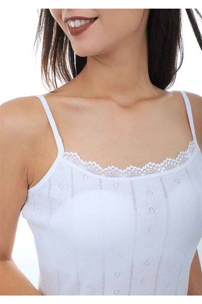 Tutku Tricou alb pentru femei - Jacquard, curea de frânghie, pachet de 200 de 6