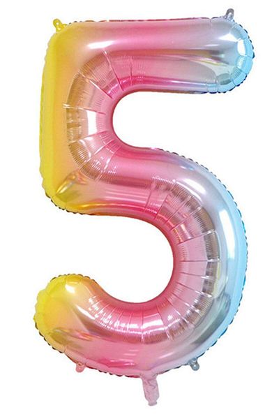 parti sürprizi Macaron Rainbow 5 Number Foil Balloon