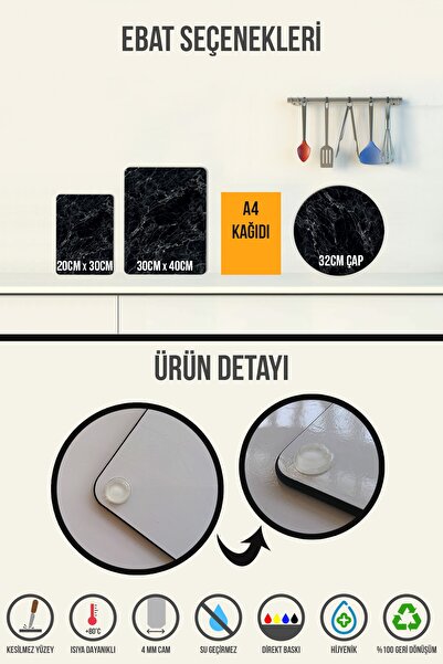 Decorita Glass Cutting Board - Glass Cutting Table| Smoked Glass| 30cm X 40cm