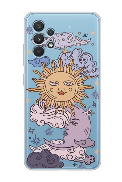 Spoyi Super Transparent Phone Case for Samsung Galaxy A32 with Retro Sun Design