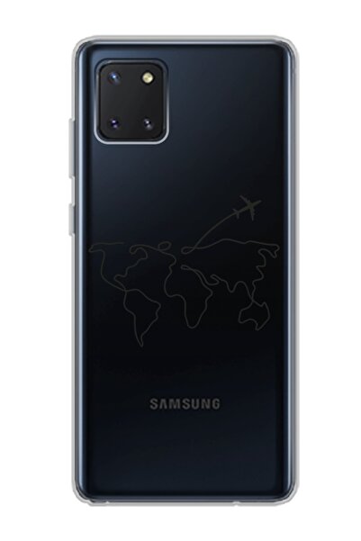 Spoyi Samsung Galaxy Note 10 Lite Çizgi Harita Tasarımlı Süper Şeffaf Telefon...