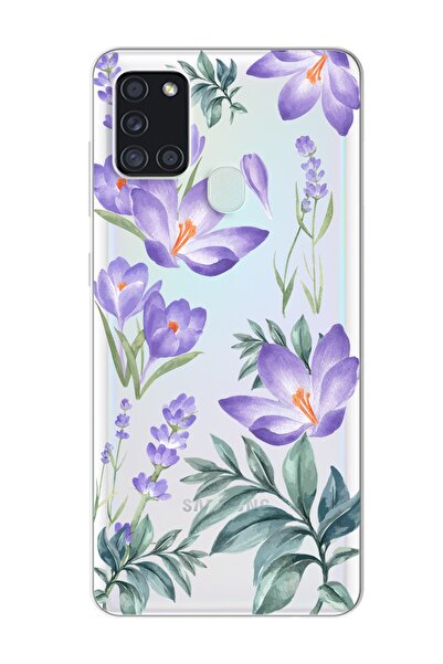 Spoyi Samsung Galaxy A21s Kış Çiçeği Tasarımlı Süper Şeffaf Telefon Kılıfı