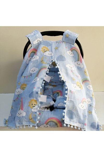 Babies Dream Muslin Fabric Stroller Cover Sheet And Cushion