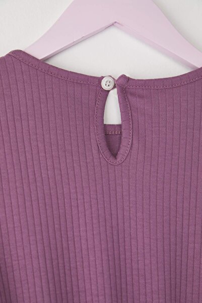 TRENDYOLKIDS Purple Child Briefly - 100% Cotton Floral Waistband Especially Sleeveless Mini Tkdss25El00080