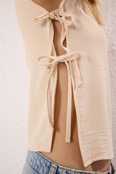 Trendyol Collection Beige Sleeveless Side Tie Woven Blouse Twoss25Bz00555