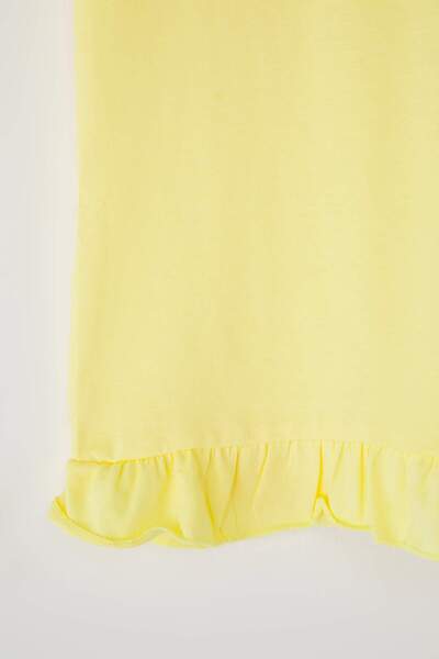 TRENDYOLKIDS Lilac-Yellow 2-Piece Girls' 100% Cotton Printed Sleeveless Short Knitted Dress Tkdss25El00092