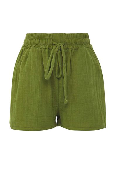 Trendyol Collection Khaki Muslin Beach Shorts Tbess25Sr00008