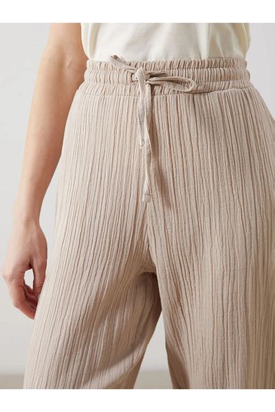 LC Waikiki Women's Carrot Cut Muslin Trousers with Elastic Waist