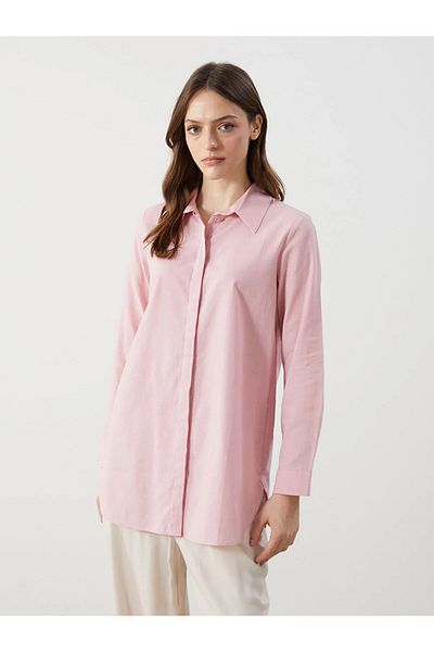 LC Waikiki Women's Tunic with Shirt Collar Straight Hidden Buttons
