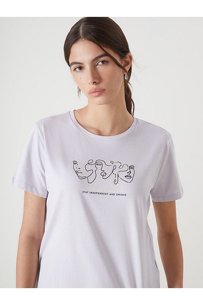 LC Waikiki Tricou de damă cu imprimeu cu gât crew