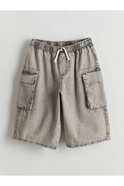 LC Waikiki Boy's Cargo Jean Shorts with Elastic Waist
