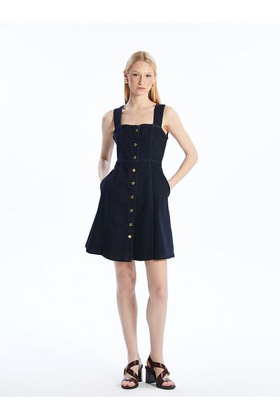 LC Waikiki Heart Neck Mini Jean Dress