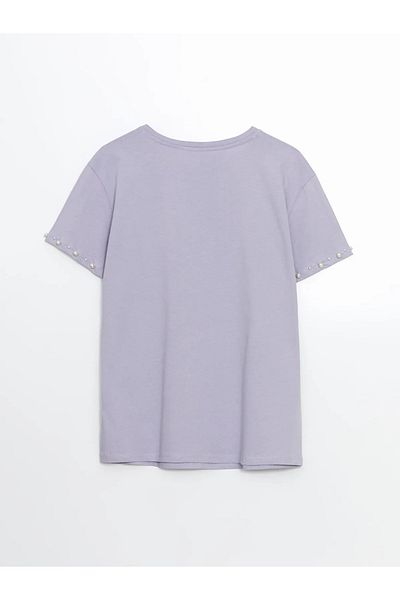 LC Waikiki Tricou de damă cu mărgele brodate cu decolteu
