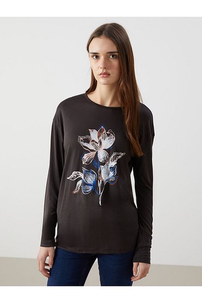 LC Waikiki Tricou de damă cu gât cu flori