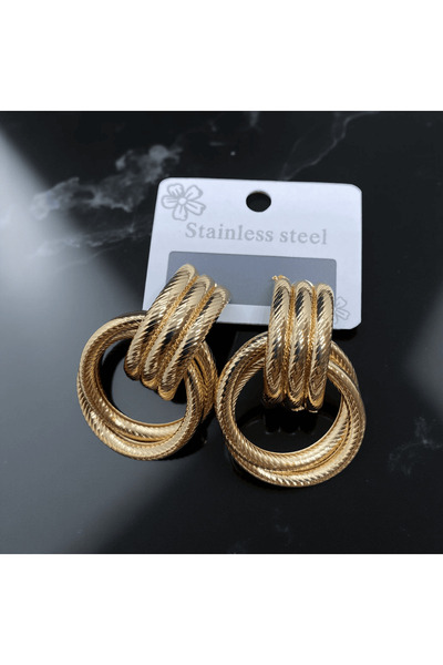 FM أقراط متعددة من الفولاذ 316L ذهبية اللون أنيقة وبراقة تضيف الأناقة إلى أسل...