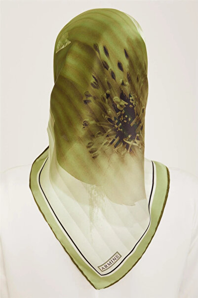 Armine Sura Silk Scarf 9100D (S) 90 X 90 Green - 05
