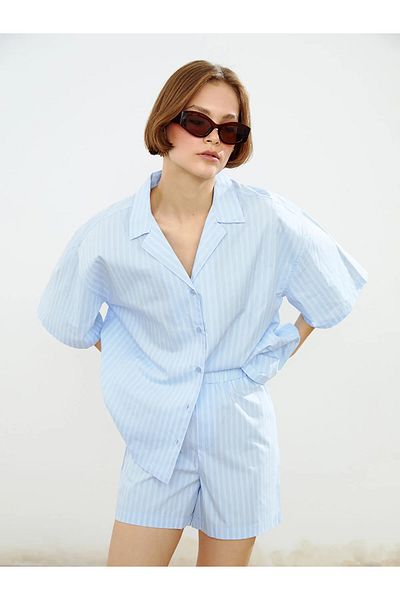 LC Waikiki Cămașă de damă din poplin oversize cu dungi