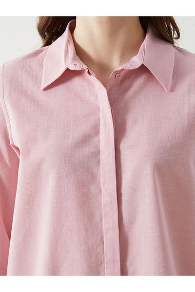 LC Waikiki Women's Tunic with Shirt Collar Straight Hidden Buttons