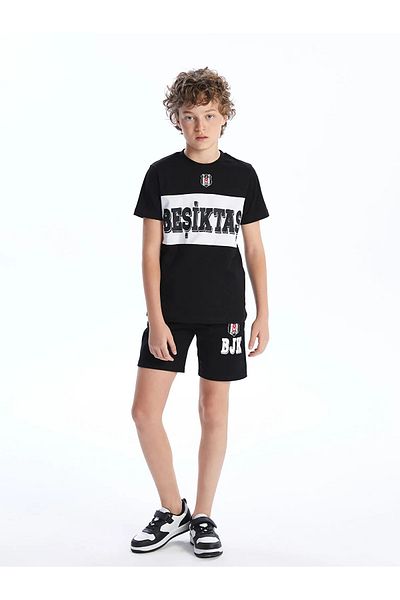 LC Waikiki Beşiktaş Printed Boys' Shorts with Elastic Waist