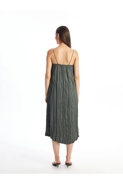 LC Waikiki U-Neck Straight Strap Satin Women's Dress