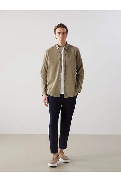 LC Waikiki Ανδρικό πουκάμισο με μακρυμάνικο λινό Slim Fit