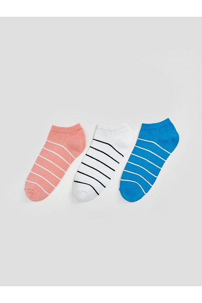 LC Waikiki Striped Women's Booties Socks 3-Pack