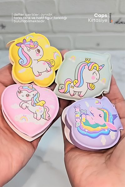 caps office 3 Pieces Unicorn Mini Notepad Set with Chain Strap