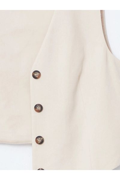 LC Waikiki V-Neck Linen Blended Women's Classic Vest