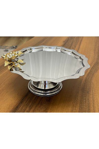 Elzemm store Steel Round Wavy Daisy Stone Footed Cake Cooky Stand