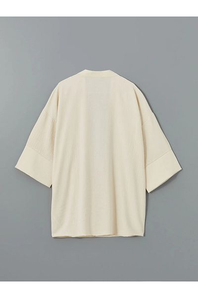 LC Waikiki Shawl Collar Plain Oversize Linen Look Women's Kimono