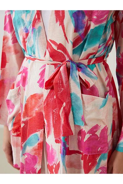 LC Waikiki Shawl Collar Patterned Oversize Women's Kimono