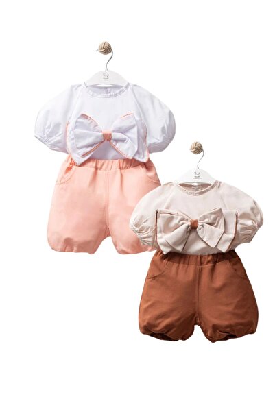 Minytrendy Baby Girls & Kids Summer Balloon Sleeve Blouse and Shorts Bottom Top Set Eid Outfit