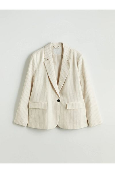 LC Waikiki Γυναικείο μπουφάν Blazer με ριγέ λινό μείγμα