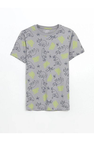 LC Waikiki Crew Neck Dinosaur Printed Boys' Pajama Set