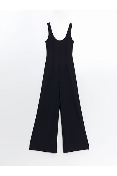 LC Waikiki U Neck Wide Leg Crepe Jumpsuit