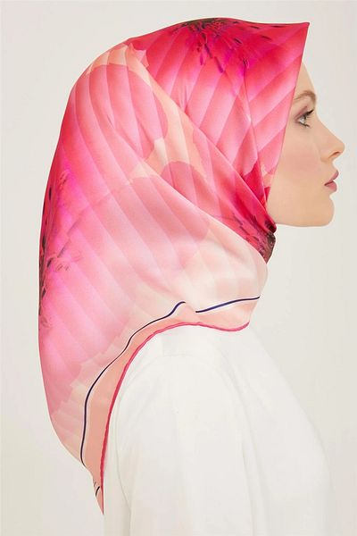 Armine Sura Silk Scarf 9100D (S) 90 X 90 Pink - 33